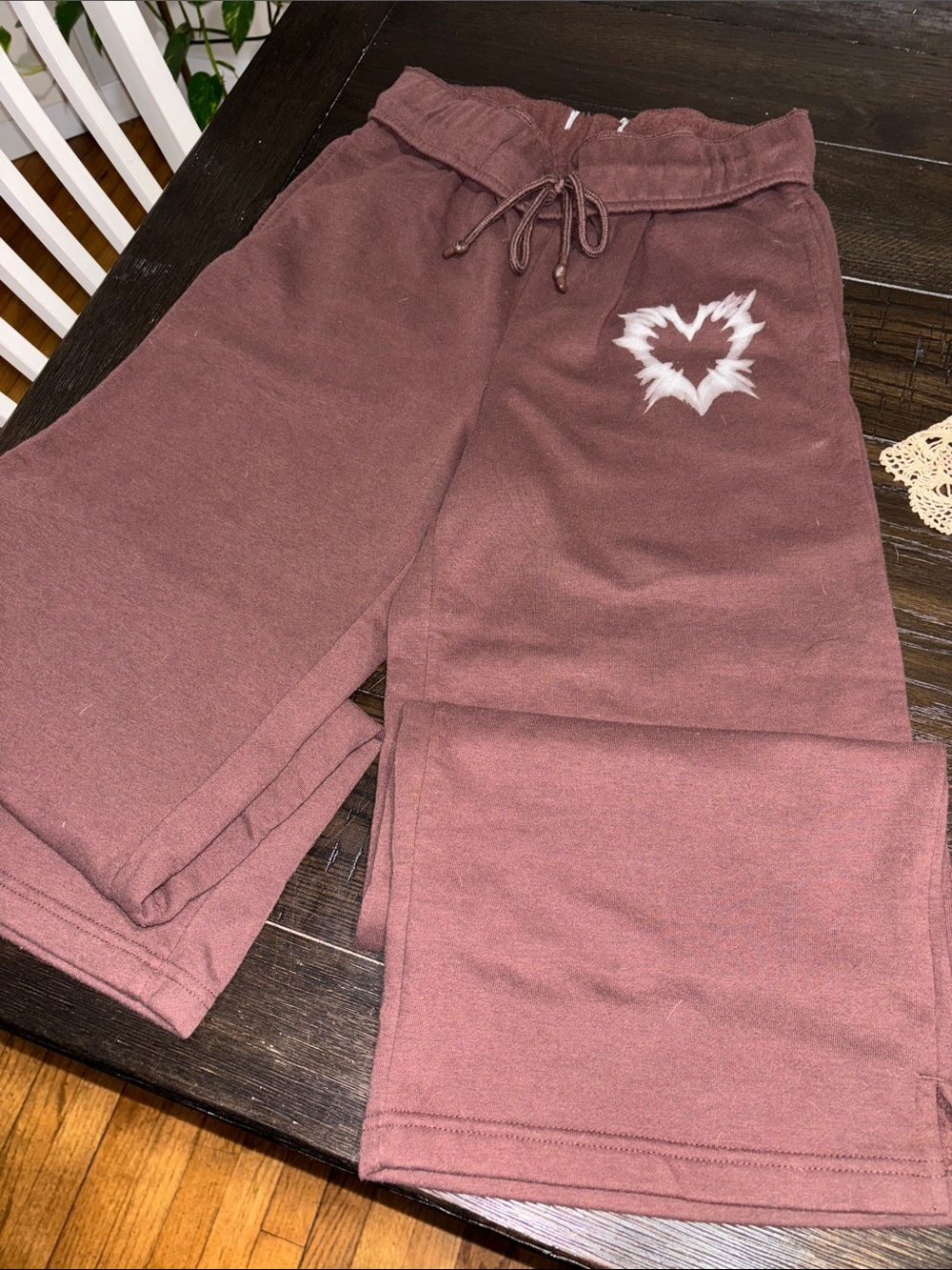 Tilly's Maroon Kids Sweatpant Joggers with White Heart Accent